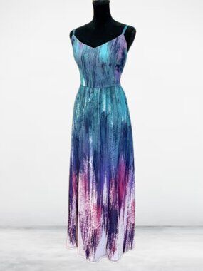 Modcloth Teal Blue Purple Ombre Maxi Dress